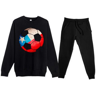 Chile Soccer Ball Flag Premium Crewneck Sweatsuit Set