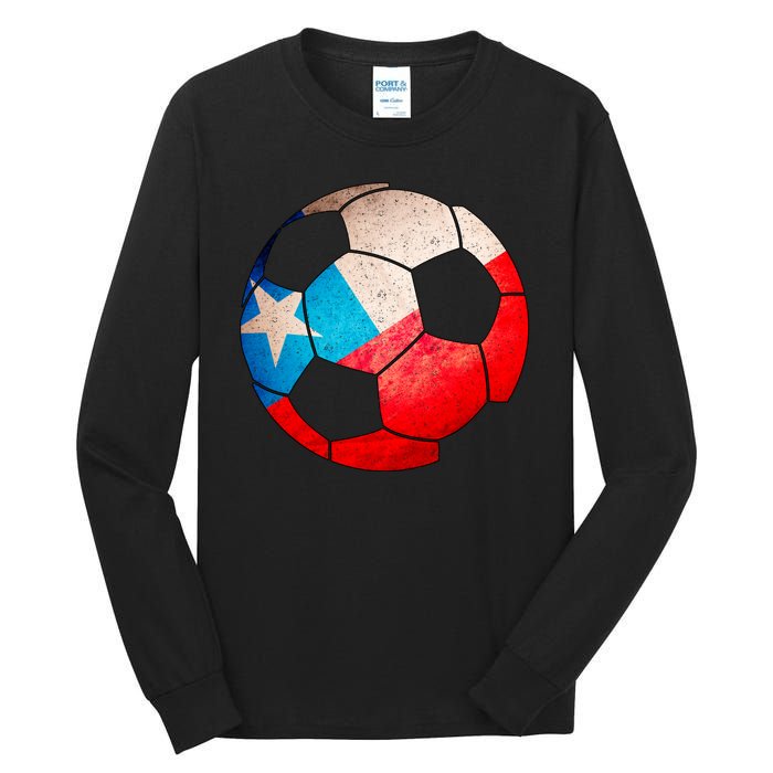 Chile Soccer Ball Flag Tall Long Sleeve T-Shirt