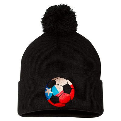 Chile Soccer Ball Flag Pom Pom 12in Knit Beanie