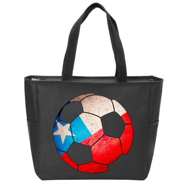 Chile Soccer Ball Flag Zip Tote Bag