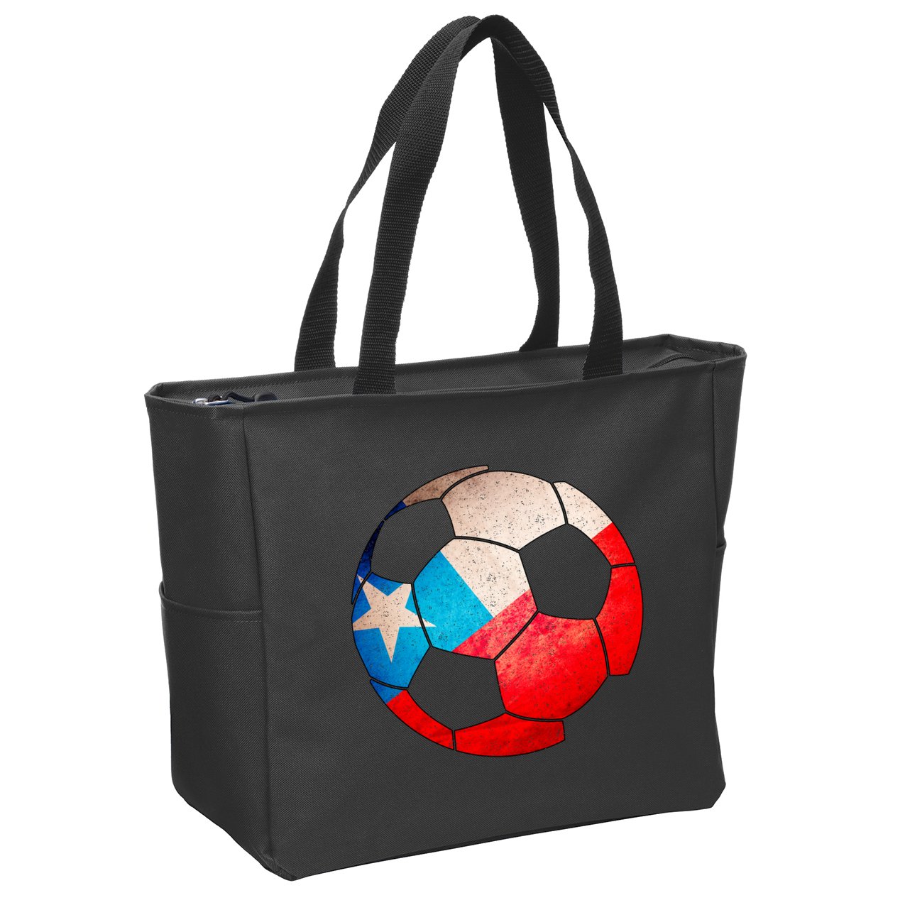 Chile Soccer Ball Flag Zip Tote Bag