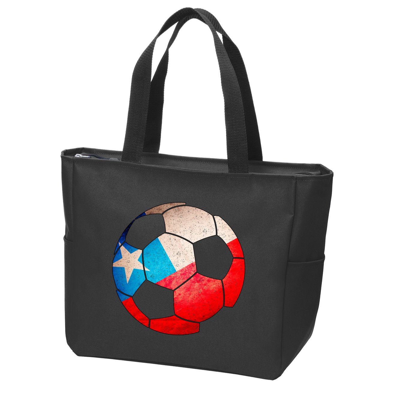 Chile Soccer Ball Flag Zip Tote Bag