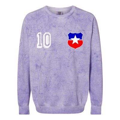 Chile Soccer La Roja Jersey Number 10 Colorblast Crewneck Sweatshirt