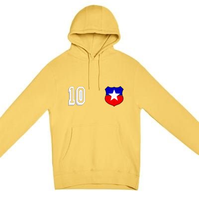 Chile Soccer La Roja Jersey Number 10 Premium Pullover Hoodie