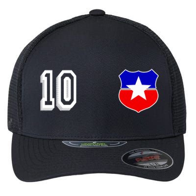 Chile Soccer La Roja Jersey Number 10 Flexfit Unipanel Trucker Cap