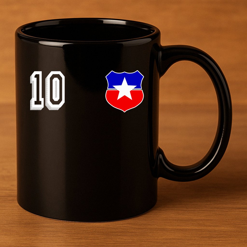 Chile Soccer La Roja Jersey Number 10 11oz C Handle Ceramic Mug