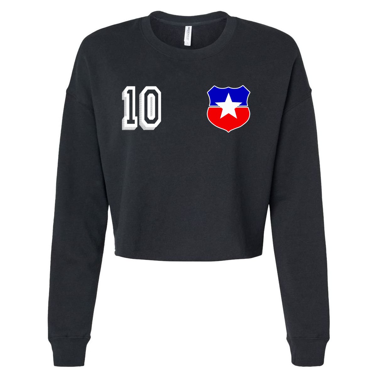Chile Soccer La Roja Jersey Number 10 Cropped Pullover Crew