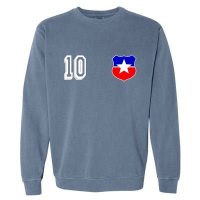 Chile Soccer La Roja Jersey Number 10 Garment-Dyed Sweatshirt