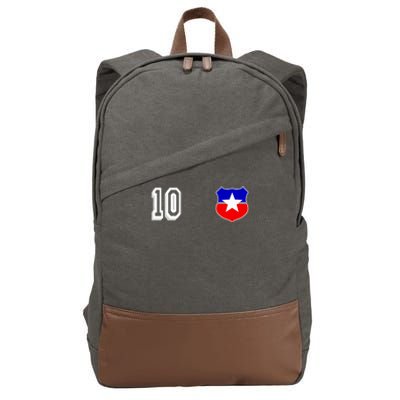 Chile Soccer La Roja Jersey Number 10 Cotton Canvas Backpack