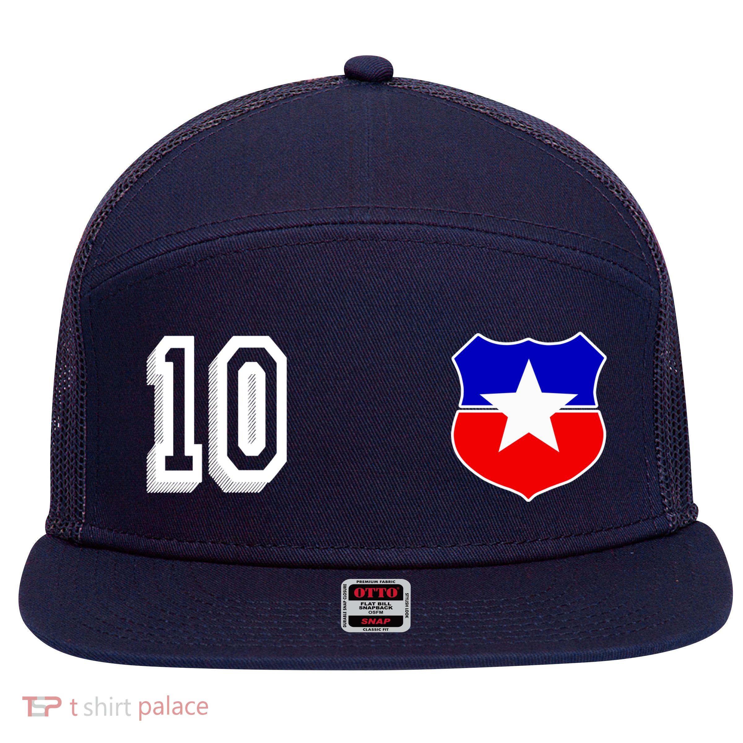 Chile Soccer La Roja Jersey Number 10 7 Panel Mesh Trucker Snapback Hat