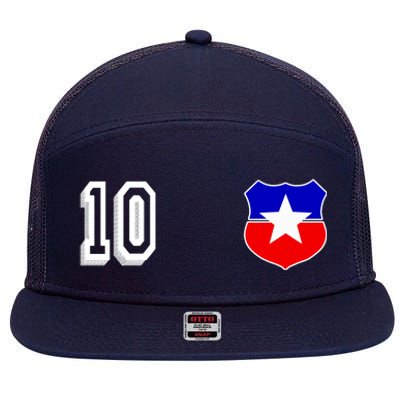 Chile Soccer La Roja Jersey Number 10 7 Panel Mesh Trucker Snapback Hat