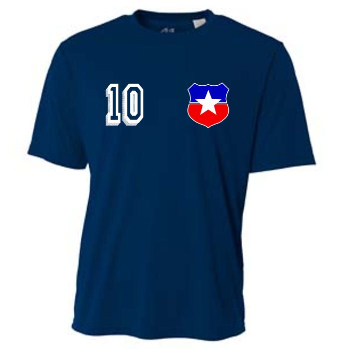 Chile Soccer La Roja Jersey Number 10 Cooling Performance Crew T-Shirt