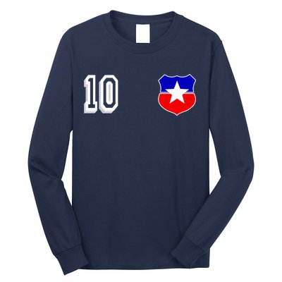Chile Soccer La Roja Jersey Number 10 Long Sleeve Shirt