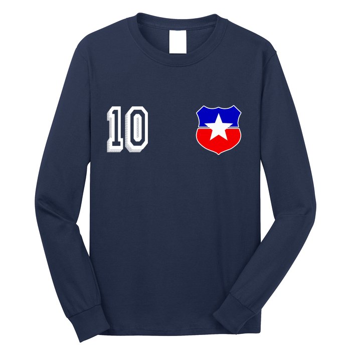 Chile Soccer La Roja Jersey Number 10 Long Sleeve Shirt