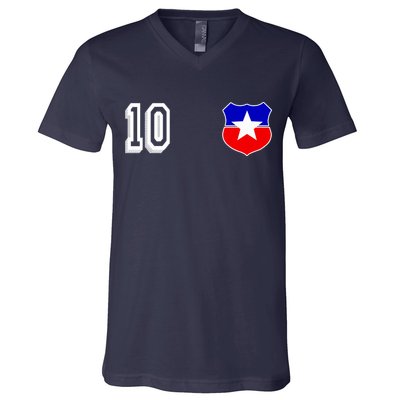 Chile Soccer La Roja Jersey Number 10 V-Neck T-Shirt