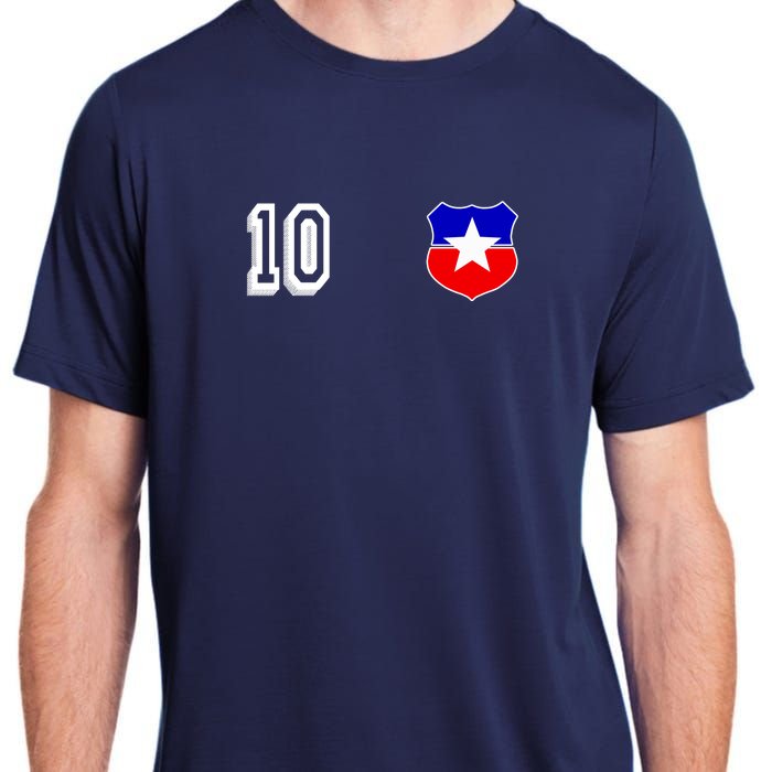 Chile Soccer La Roja Jersey Number 10 Adult ChromaSoft Performance T-Shirt