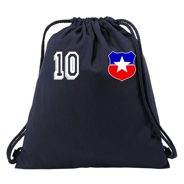 Chile Soccer La Roja Jersey Number 10 Drawstring Bag