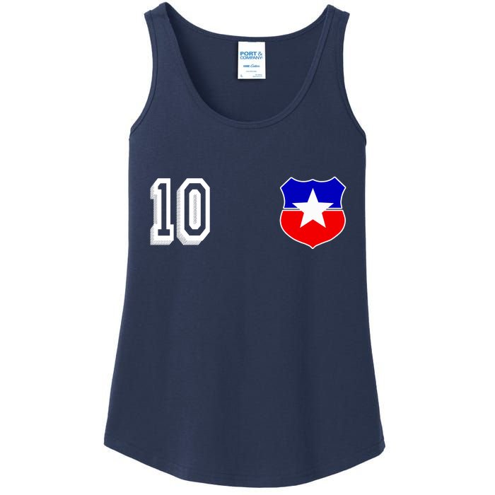 Chile Soccer La Roja Jersey Number 10 Ladies Essential Tank