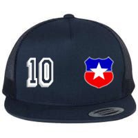 Chile Soccer La Roja Jersey Number 10 Flat Bill Trucker Hat