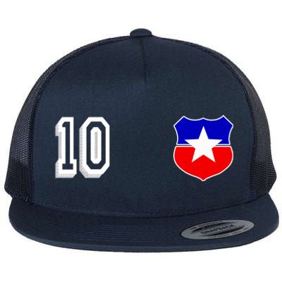 Chile Soccer La Roja Jersey Number 10 Flat Bill Trucker Hat