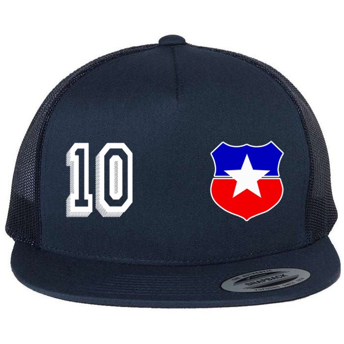 Chile Soccer La Roja Jersey Number 10 Flat Bill Trucker Hat