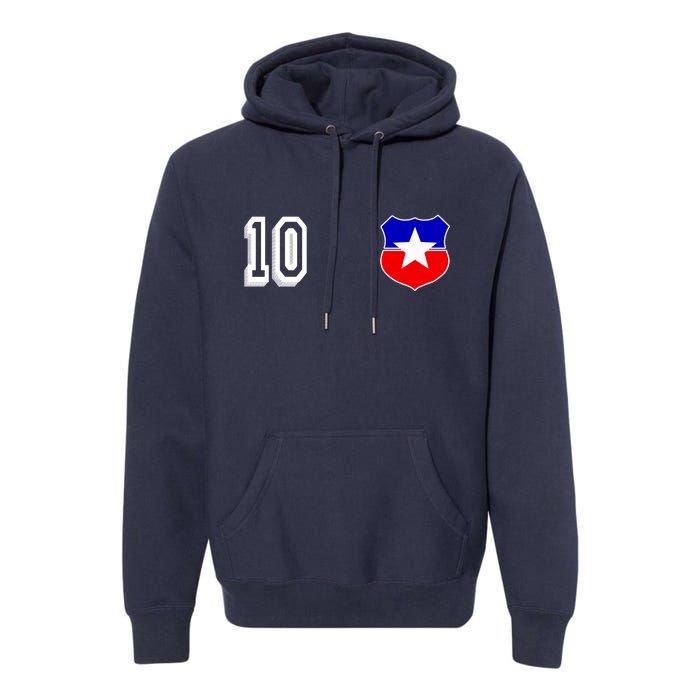 Chile Soccer La Roja Jersey Number 10 Premium Hoodie