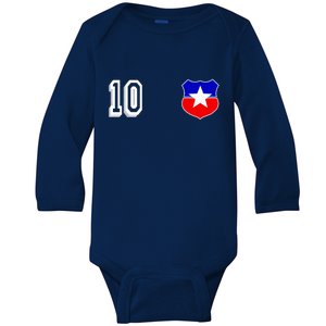 Chile Soccer La Roja Jersey Number 10 Baby Long Sleeve Bodysuit