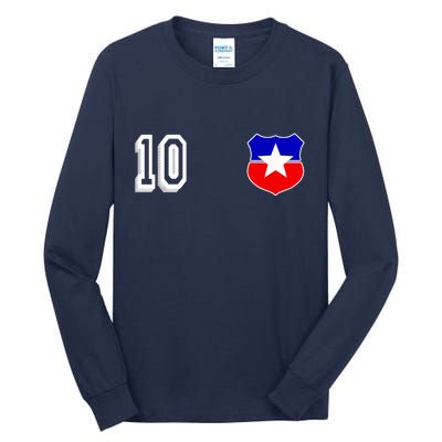 Chile Soccer La Roja Jersey Number 10 Tall Long Sleeve T-Shirt