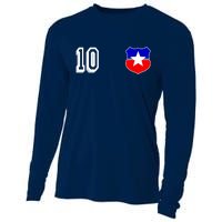 Chile Soccer La Roja Jersey Number 10 Cooling Performance Long Sleeve Crew