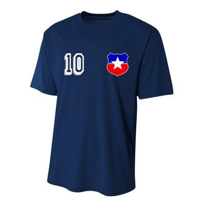 Chile Soccer La Roja Jersey Number 10 Performance Sprint T-Shirt