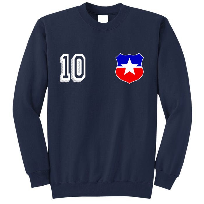 Chile Soccer La Roja Jersey Number 10 Tall Sweatshirt