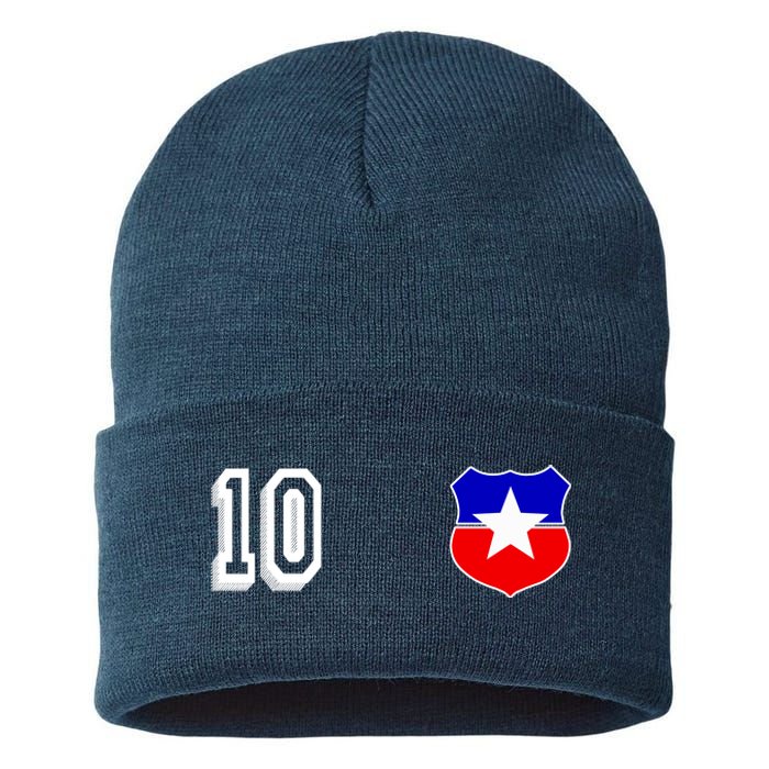 Chile Soccer La Roja Jersey Number 10 Sustainable Knit Beanie