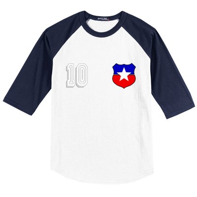 Chile Soccer La Roja Jersey Number 10 Baseball Sleeve Shirt