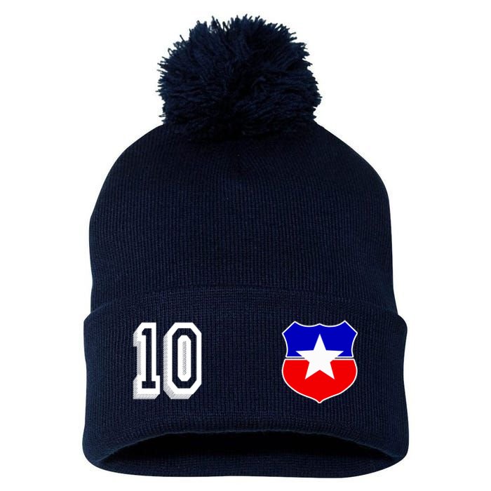 Chile Soccer La Roja Jersey Number 10 Pom Pom 12in Knit Beanie