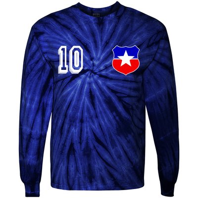 Chile Soccer La Roja Jersey Number 10 Tie-Dye Long Sleeve Shirt