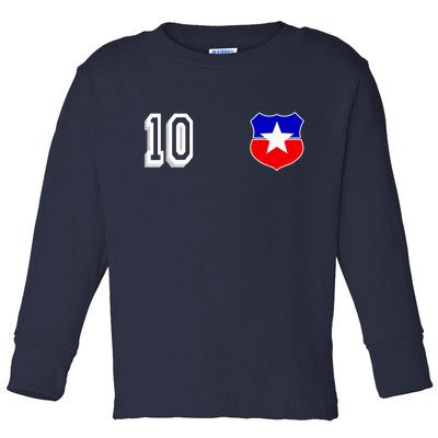 Chile Soccer La Roja Jersey Number 10 Toddler Long Sleeve Shirt