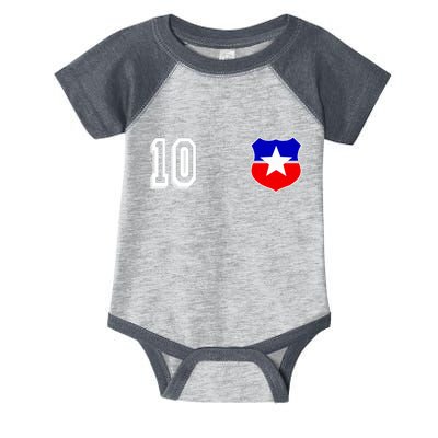 Chile Soccer La Roja Jersey Number 10 Infant Baby Jersey Bodysuit