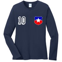 Chile Soccer La Roja Jersey Number 10 Ladies Long Sleeve Shirt