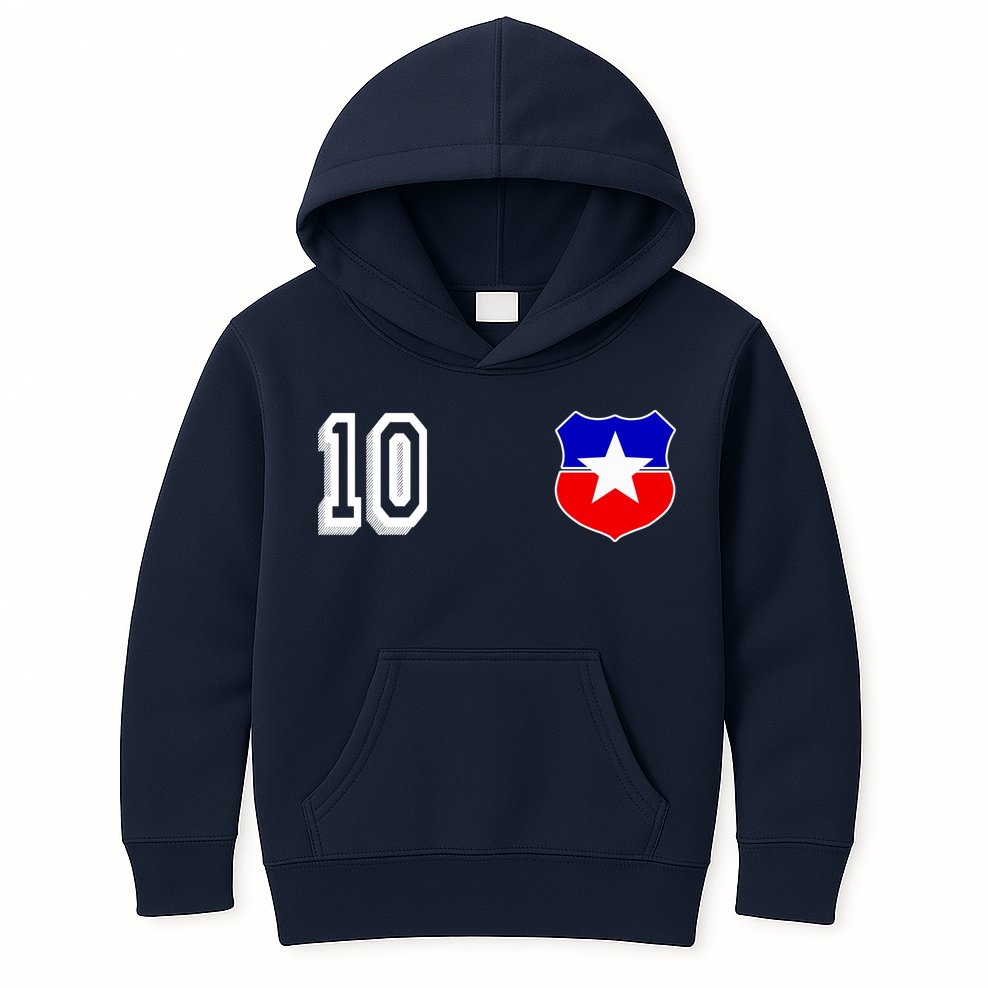 Chile Soccer La Roja Jersey Number 10 Kids Hoodie