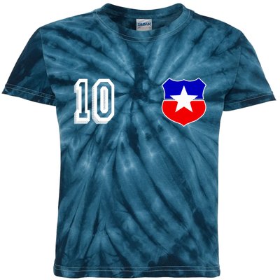 Chile Soccer La Roja Jersey Number 10 Kids Tie-Dye T-Shirt