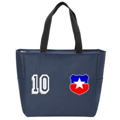 Chile Soccer La Roja Jersey Number 10 Zip Tote Bag