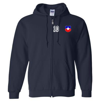 Chile Soccer La Roja Jersey Number 10 Full Zip Hoodie