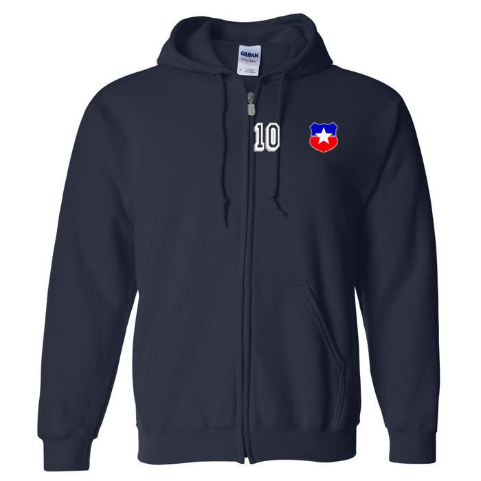 Chile Soccer La Roja Jersey Number 10 Full Zip Hoodie