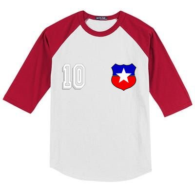 Chile Soccer La Roja Jersey Number 10 Kids Colorblock Raglan Jersey