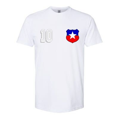 Chile Soccer La Roja Jersey Number 10 Softstyle CVC T-Shirt