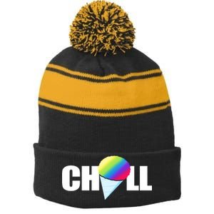 Chill Snowcone Retro Stripe Pom Pom Beanie