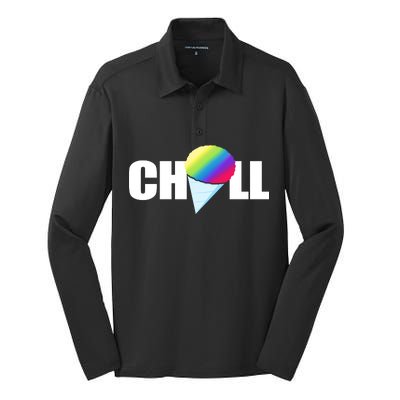 Chill Snowcone Retro Silk Touch Performance Long Sleeve Polo