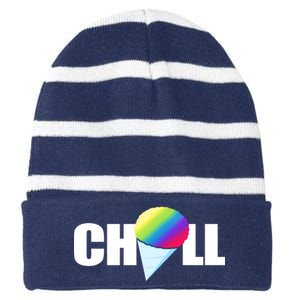 Chill Snowcone Retro Striped Beanie with Solid Band