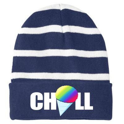 Chill Snowcone Retro Striped Beanie with Solid Band