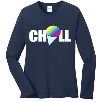 Chill Snowcone Retro Ladies Long Sleeve Shirt